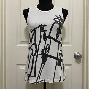 Rag & Bone Jeans Tank Top White Black Abstract Art Graphic Designer Casual XS‎